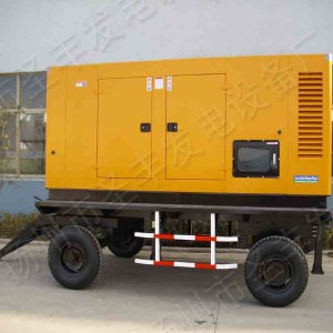 移動4輪低噪音式樣防雨柴油發(fā)電機(jī)組